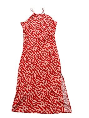 Band of the Free Red and White Abstract Print Slip Dress Size M
